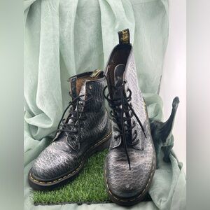 Vintage Dr. Martens Grey Crocodile Print Boots Made in England | Women’s UK4/US6